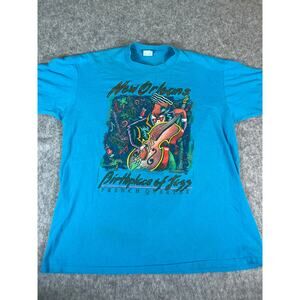 VTG Birthplace Of Jazz New Orleans Graphic T Shirt Mens XL Blue Stedman Retro